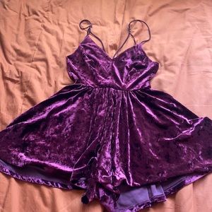 Velvet Romper - urban outfitters
